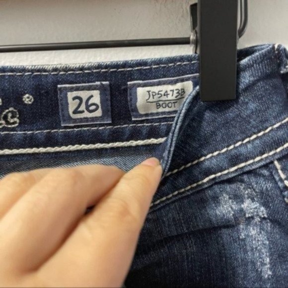 Miss Me Floral Embroidery Bootcut Distressed Denim Jeans JP5473B Size 26 - Picture 8 of 9